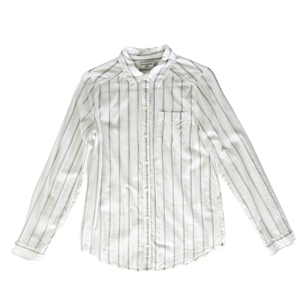 Abercrombie Girls Blue & Gray Stripe Button-Down Shirt